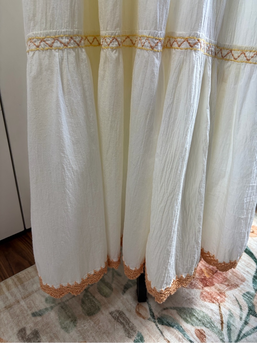 Chasing Unicorns RARE Cream Maxi Dress with Yellow Embroidery - Picture 4 of 15